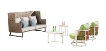 Asthina 5 Seater Highback Sofa with Round Chairs