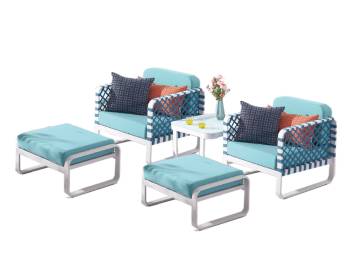 Dresdon Club Chair Set for 2 with Ottomans and Side Table