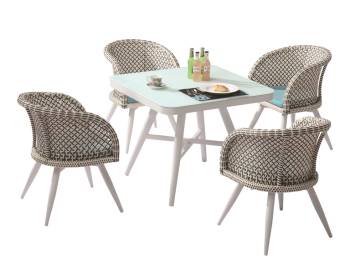 Evian Square Dining Set for 4 with Woven Sides