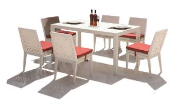 Florence Dining Set for 6 with Armless Chairs