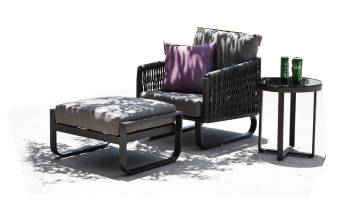 Haiti Chair with Ottoman and Side Table