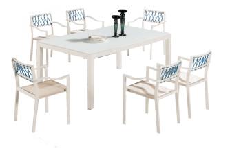 Hyacinth Dining Set for 6 with Chairs with Arms
