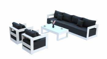 Lusso Long Sofa With Club Chairs