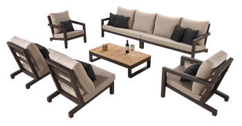 Soho Sectional Sofa Set for 8 with 2 Club Chairs and 2 Middle Armless Sofas