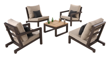 Soho Club Chair Set for 4 with Square Coffee Table